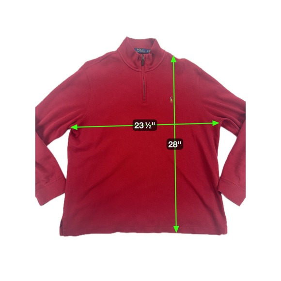 Polo Ralph Lauren Men's Red 1/4 Zip Cotton Pullover Sweater Long Sleeve Large - Picture 8 of 9